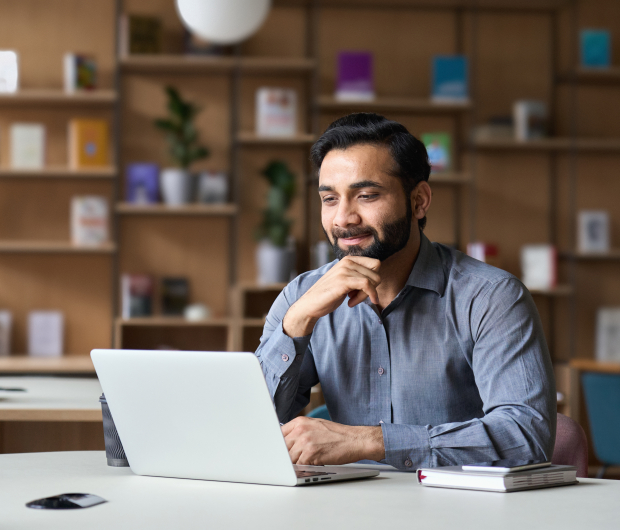 Man reading on computer