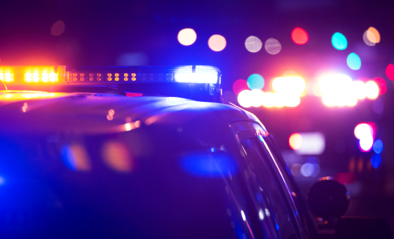 Emergency scene blue lights