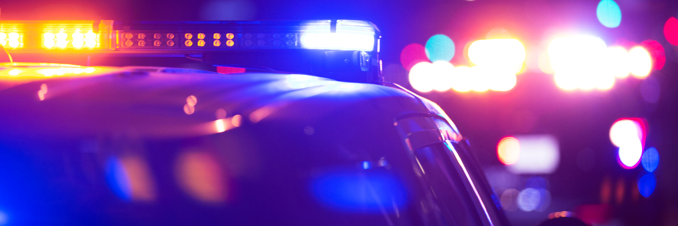 Emergency scene blue lights